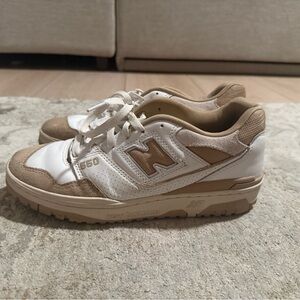 New Balance White and tan Sneakers